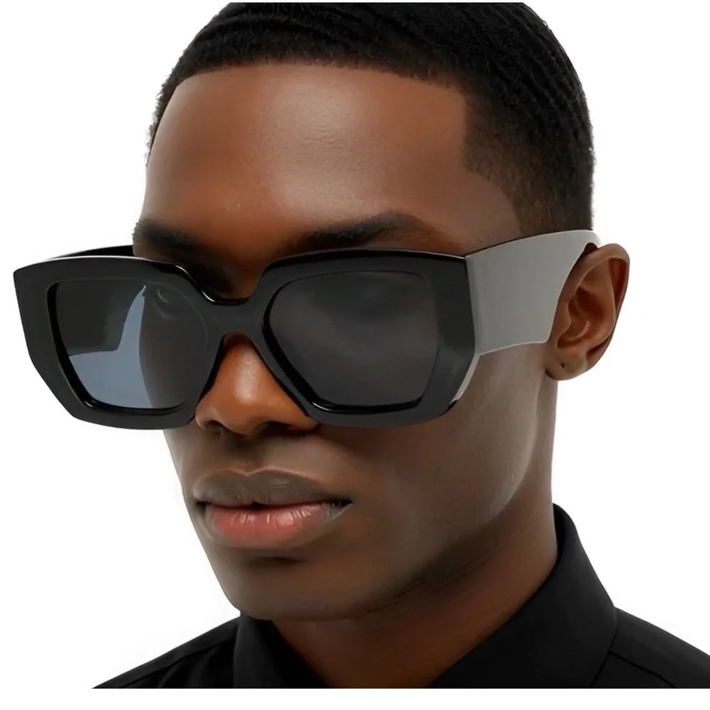Oversized Black Square Sunglasses Men's Fashion‎ Eyeglasses Hip Hop Cholo Rapper